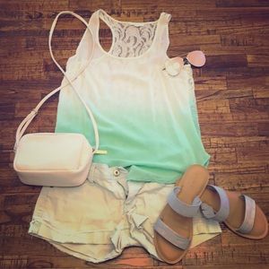 MINE blue and white tank top